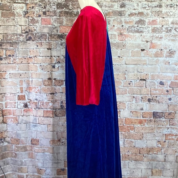 Vintage Keyloun Dress Velour Colorblock Maxi Sz OS - Picture 7 of 11
